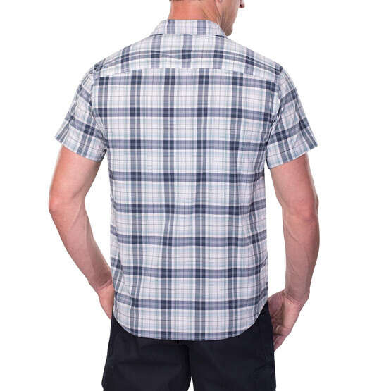 Vertx Short Sleeve Guardian Shirt in indigo plaid from the back